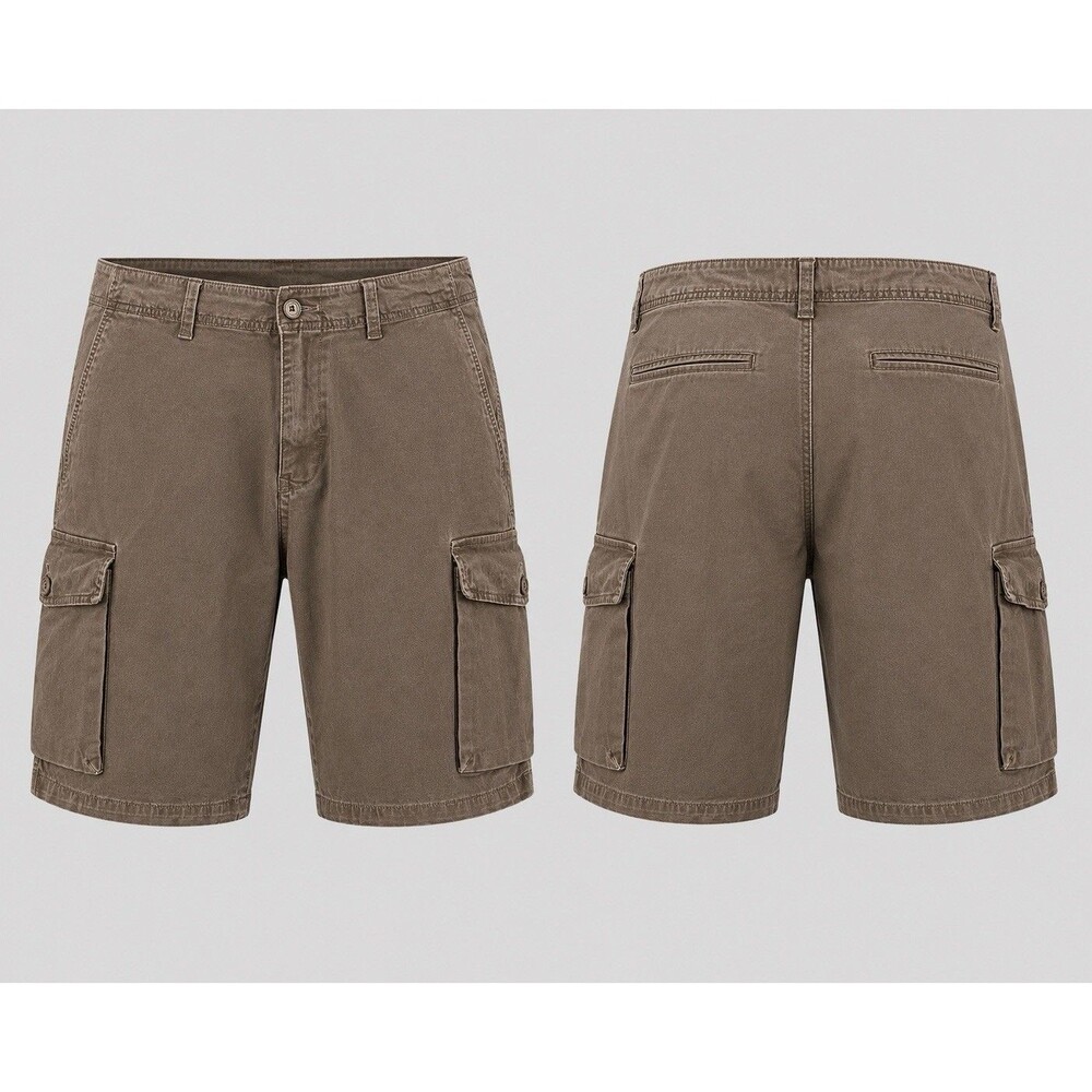 Lucky Brand Y2K Men's Brown  Cotton Cargo Shorts 38 Pockets Zip